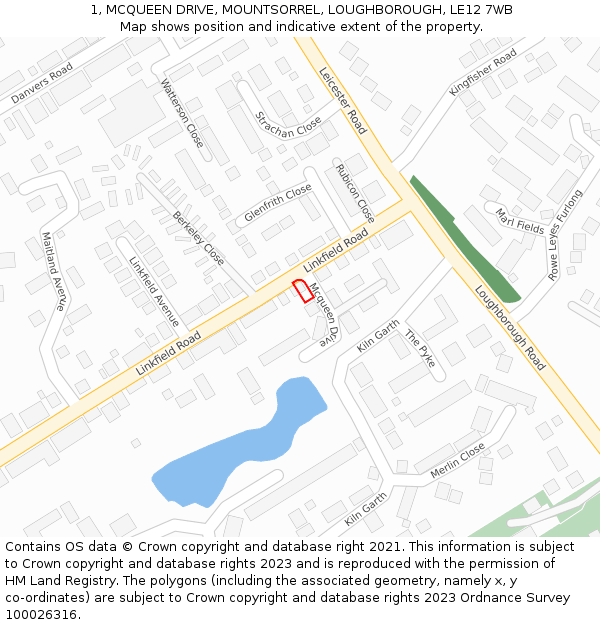 1, MCQUEEN DRIVE, MOUNTSORREL, LOUGHBOROUGH, LE12 7WB: Location map and indicative extent of plot