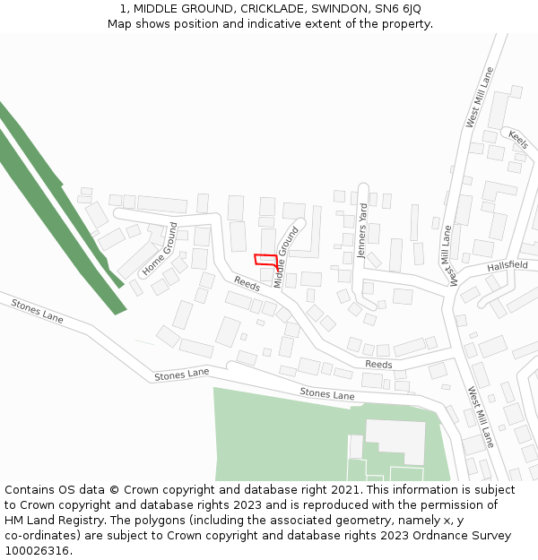 1, MIDDLE GROUND, CRICKLADE, SWINDON, SN6 6JQ: Location map and indicative extent of plot