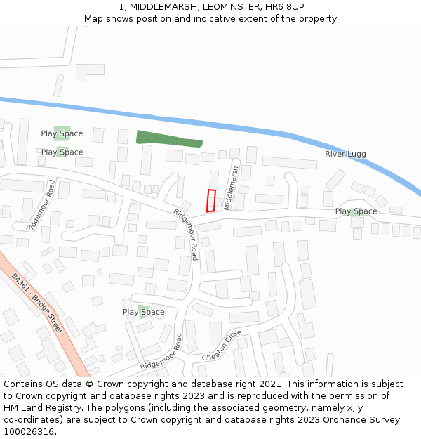 1, MIDDLEMARSH, LEOMINSTER, HR6 8UP: Location map and indicative extent of plot