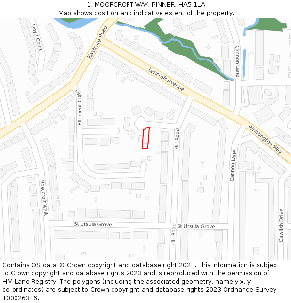 1, MOORCROFT WAY, PINNER, HA5 1LA: Location map and indicative extent of plot