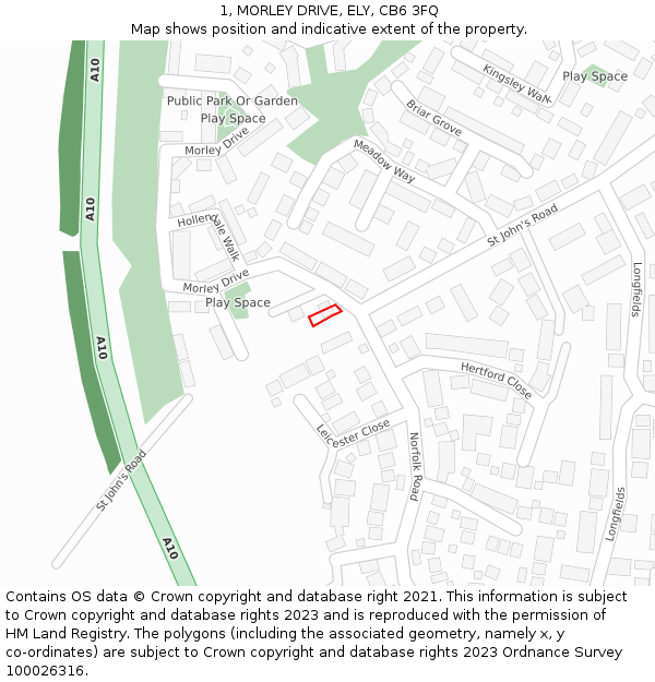 1, MORLEY DRIVE, ELY, CB6 3FQ: Location map and indicative extent of plot