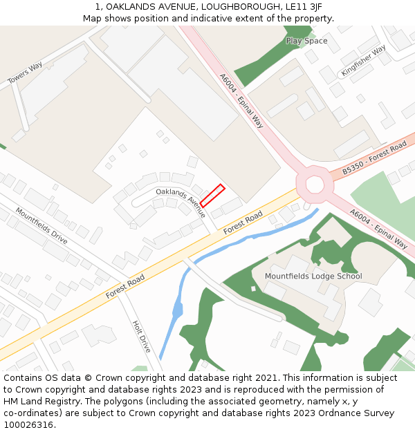 1, OAKLANDS AVENUE, LOUGHBOROUGH, LE11 3JF: Location map and indicative extent of plot