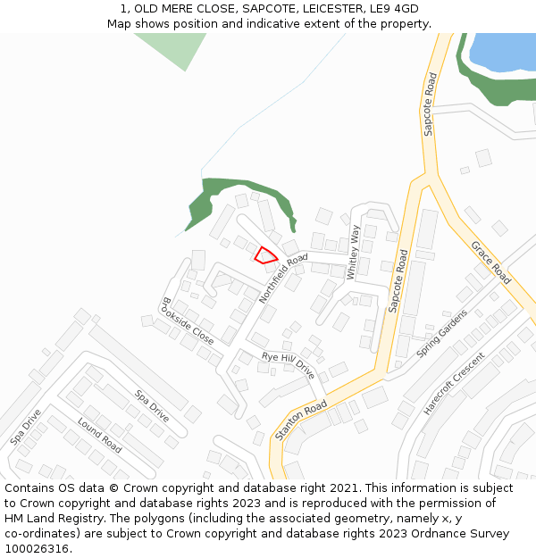 1, OLD MERE CLOSE, SAPCOTE, LEICESTER, LE9 4GD: Location map and indicative extent of plot