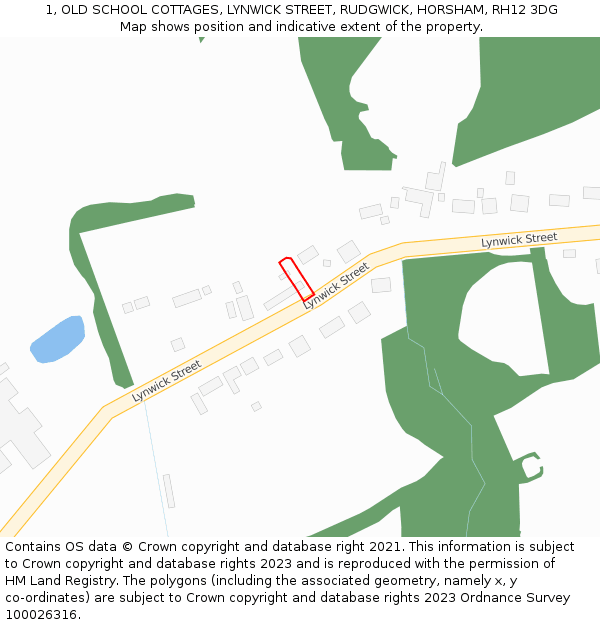 1, OLD SCHOOL COTTAGES, LYNWICK STREET, RUDGWICK, HORSHAM, RH12 3DG: Location map and indicative extent of plot