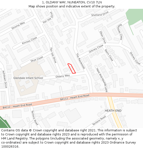 1, OLDANY WAY, NUNEATON, CV10 7LN: Location map and indicative extent of plot