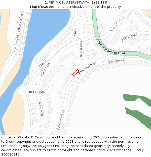 1, PEN Y CEI, ABERYSTWYTH, SY23 1BS: Location map and indicative extent of plot