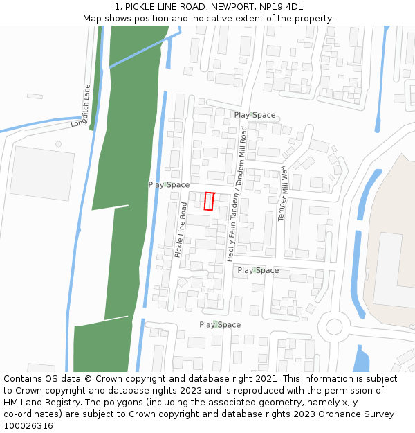 1, PICKLE LINE ROAD, NEWPORT, NP19 4DL: Location map and indicative extent of plot
