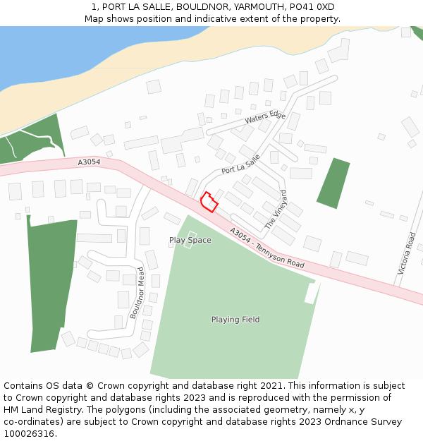1, PORT LA SALLE, BOULDNOR, YARMOUTH, PO41 0XD: Location map and indicative extent of plot