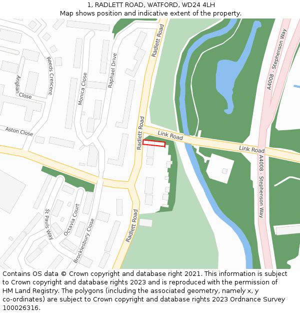 1, RADLETT ROAD, WATFORD, WD24 4LH: Location map and indicative extent of plot