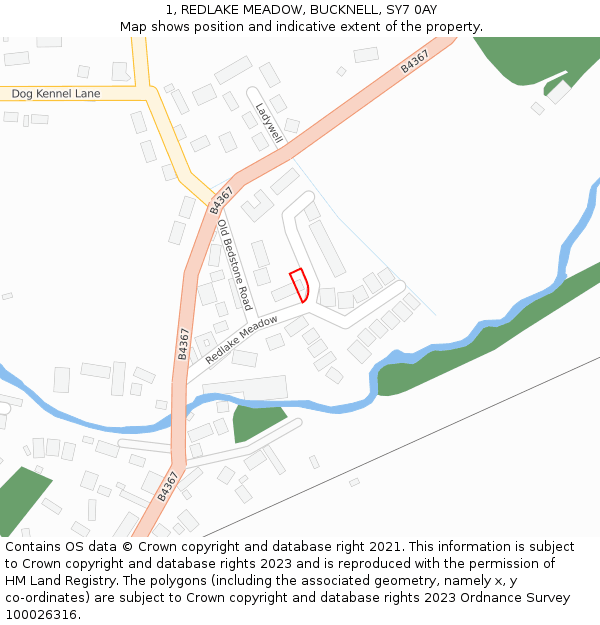 1, REDLAKE MEADOW, BUCKNELL, SY7 0AY: Location map and indicative extent of plot