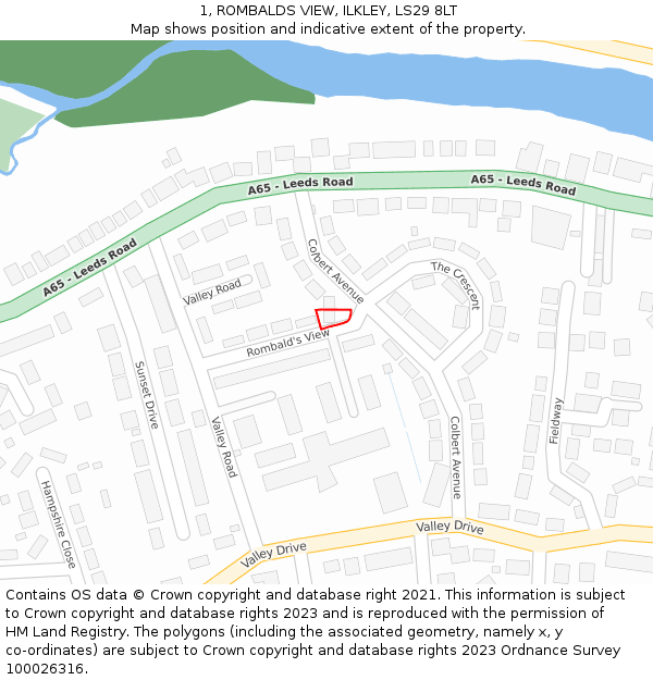 1, ROMBALDS VIEW, ILKLEY, LS29 8LT: Location map and indicative extent of plot