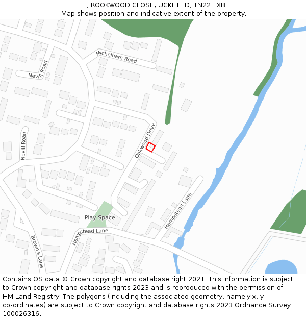 1, ROOKWOOD CLOSE, UCKFIELD, TN22 1XB: Location map and indicative extent of plot