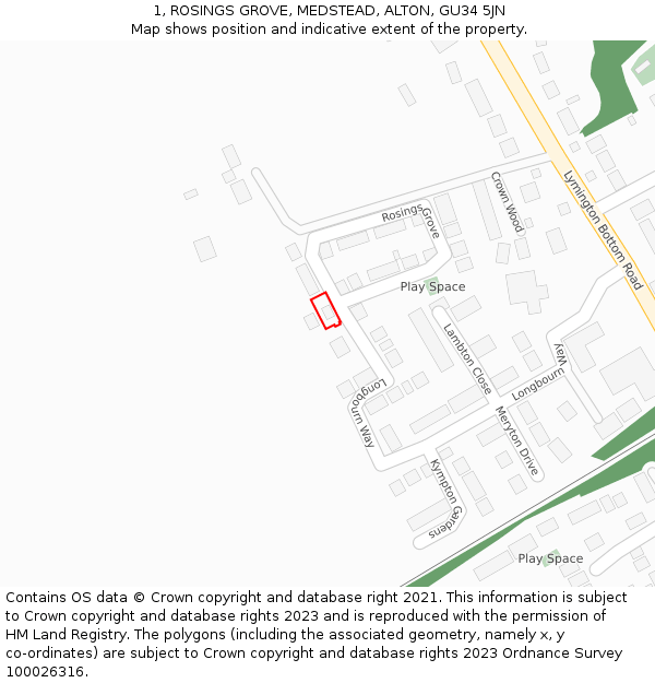 1, ROSINGS GROVE, MEDSTEAD, ALTON, GU34 5JN: Location map and indicative extent of plot