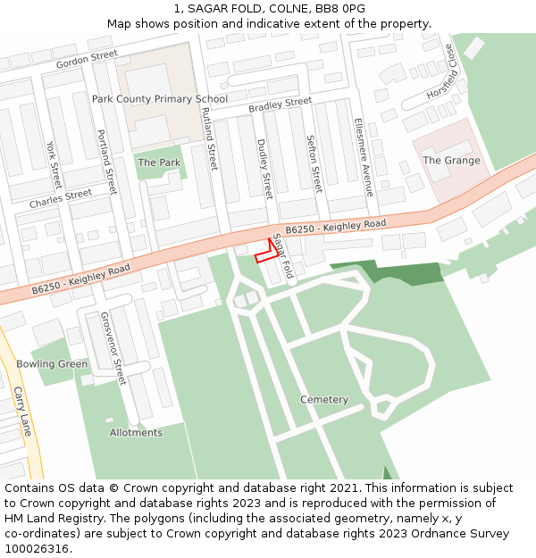 1, SAGAR FOLD, COLNE, BB8 0PG: Location map and indicative extent of plot