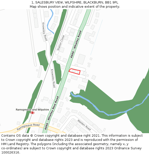 1, SALESBURY VIEW, WILPSHIRE, BLACKBURN, BB1 9PL: Location map and indicative extent of plot