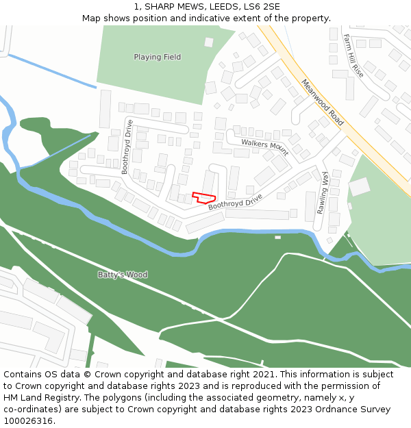 1, SHARP MEWS, LEEDS, LS6 2SE: Location map and indicative extent of plot