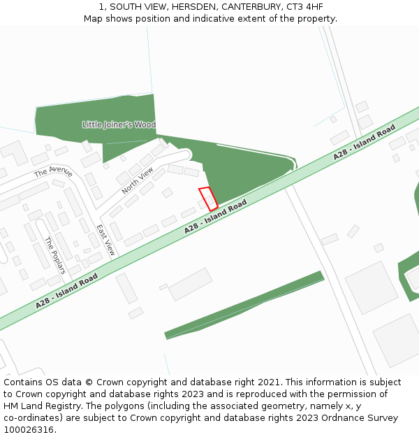 1, SOUTH VIEW, HERSDEN, CANTERBURY, CT3 4HF: Location map and indicative extent of plot