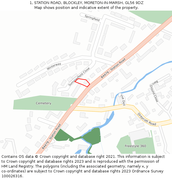 1, STATION ROAD, BLOCKLEY, MORETON-IN-MARSH, GL56 9DZ: Location map and indicative extent of plot