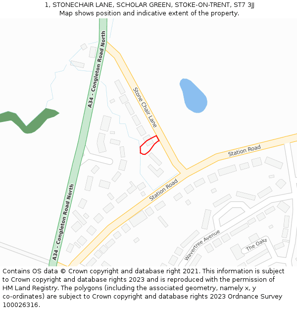 1, STONECHAIR LANE, SCHOLAR GREEN, STOKE-ON-TRENT, ST7 3JJ: Location map and indicative extent of plot