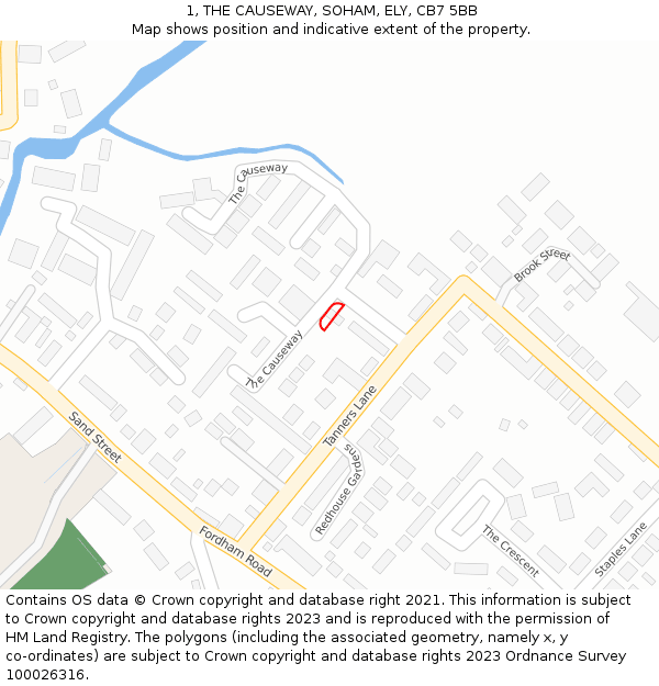 1, THE CAUSEWAY, SOHAM, ELY, CB7 5BB: Location map and indicative extent of plot