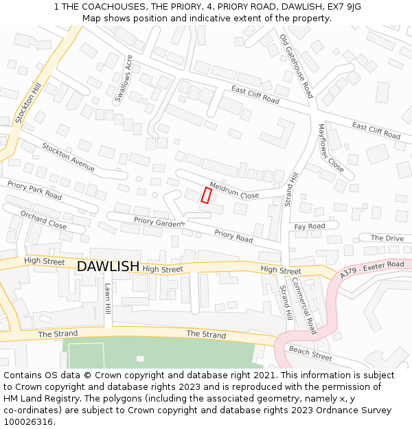 1 THE COACHOUSES, THE PRIORY, 4, PRIORY ROAD, DAWLISH, EX7 9JG: Location map and indicative extent of plot