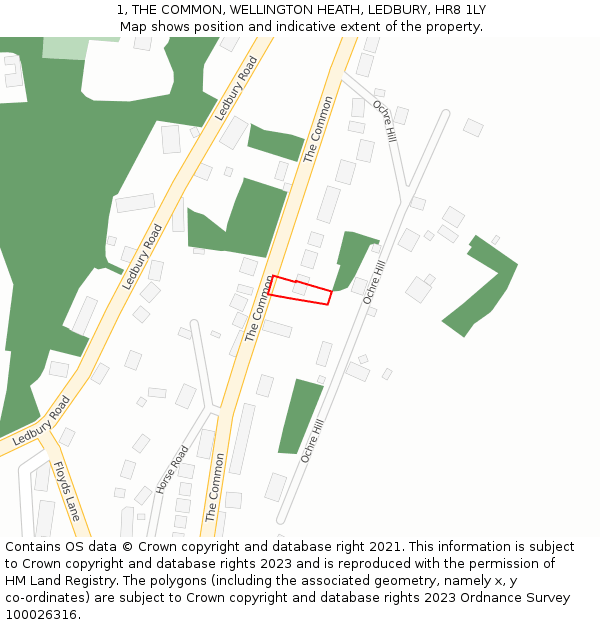 1, THE COMMON, WELLINGTON HEATH, LEDBURY, HR8 1LY: Location map and indicative extent of plot