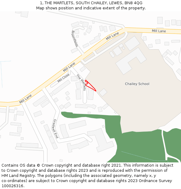 1, THE MARTLETS, SOUTH CHAILEY, LEWES, BN8 4QG: Location map and indicative extent of plot