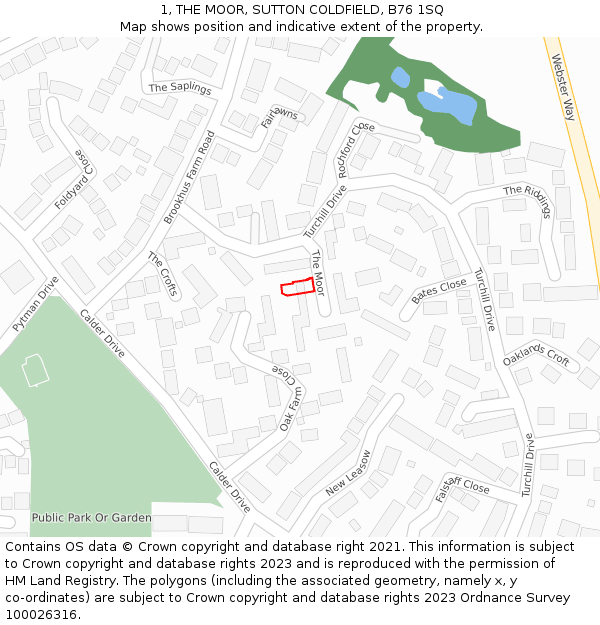 1, THE MOOR, SUTTON COLDFIELD, B76 1SQ: Location map and indicative extent of plot