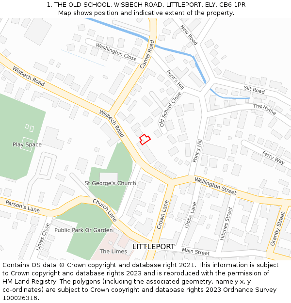 1, THE OLD SCHOOL, WISBECH ROAD, LITTLEPORT, ELY, CB6 1PR: Location map and indicative extent of plot