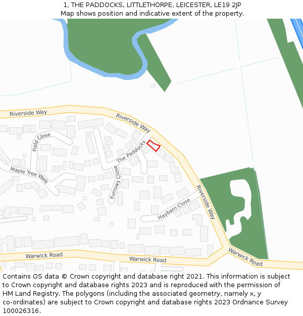 1, THE PADDOCKS, LITTLETHORPE, LEICESTER, LE19 2JP: Location map and indicative extent of plot