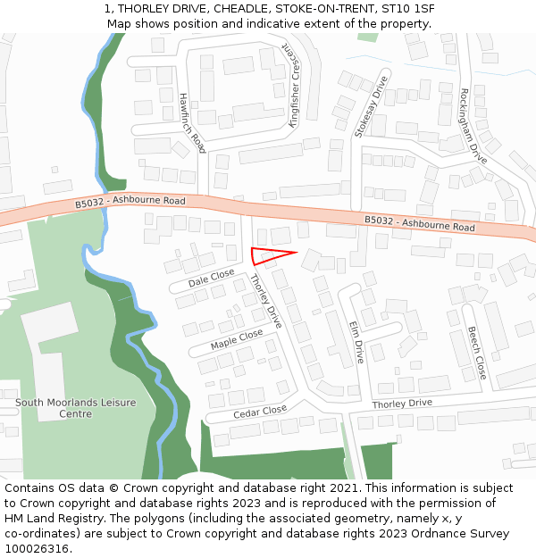 1, THORLEY DRIVE, CHEADLE, STOKE-ON-TRENT, ST10 1SF: Location map and indicative extent of plot