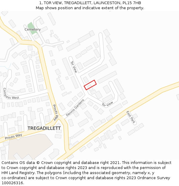 1, TOR VIEW, TREGADILLETT, LAUNCESTON, PL15 7HB: Location map and indicative extent of plot