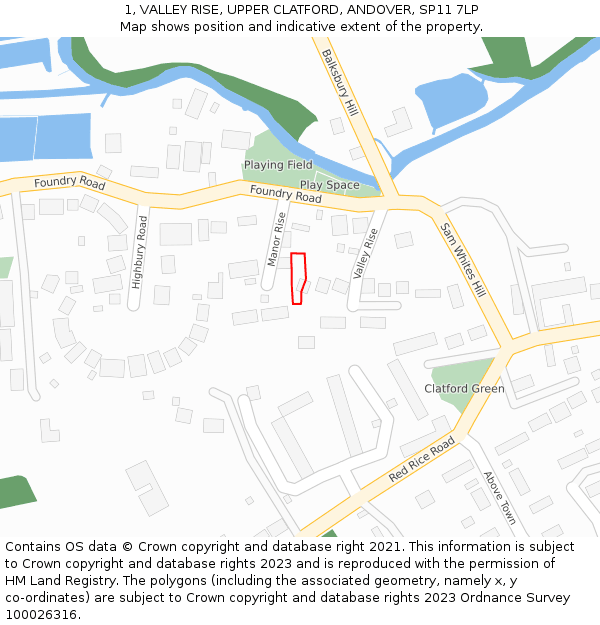 1, VALLEY RISE, UPPER CLATFORD, ANDOVER, SP11 7LP: Location map and indicative extent of plot