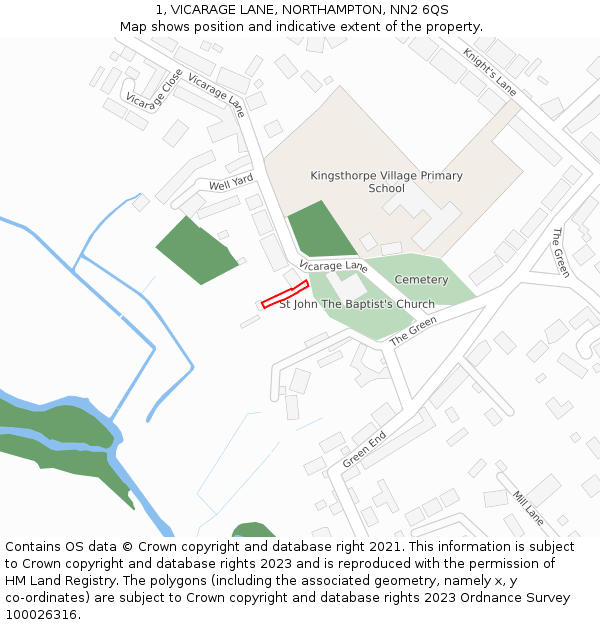 1, VICARAGE LANE, NORTHAMPTON, NN2 6QS: Location map and indicative extent of plot