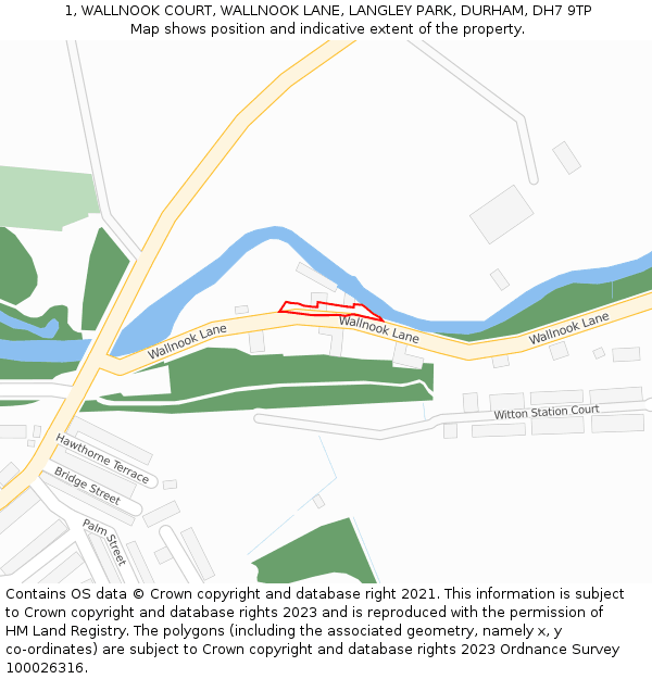 1, WALLNOOK COURT, WALLNOOK LANE, LANGLEY PARK, DURHAM, DH7 9TP: Location map and indicative extent of plot