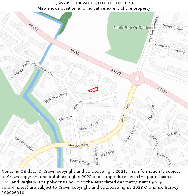 1, WANSBECK WOOD, DIDCOT, OX11 7RS: Location map and indicative extent of plot