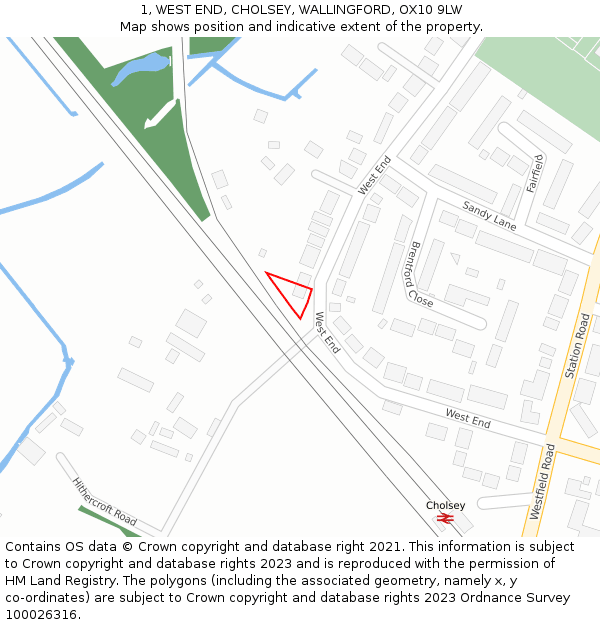 1, WEST END, CHOLSEY, WALLINGFORD, OX10 9LW: Location map and indicative extent of plot