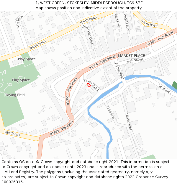 1, WEST GREEN, STOKESLEY, MIDDLESBROUGH, TS9 5BE: Location map and indicative extent of plot
