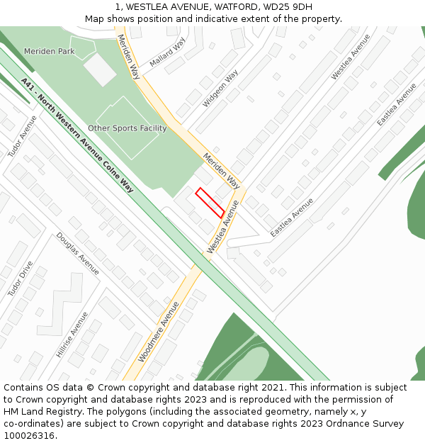 1, WESTLEA AVENUE, WATFORD, WD25 9DH: Location map and indicative extent of plot