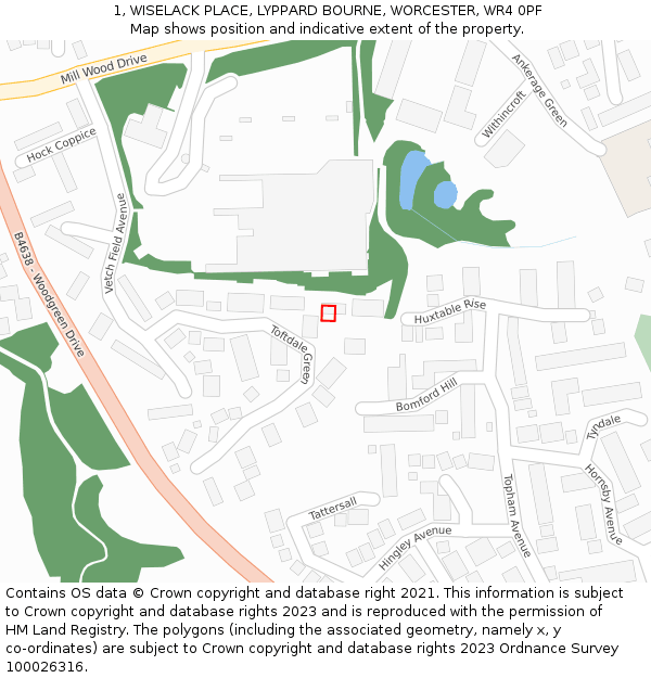 1, WISELACK PLACE, LYPPARD BOURNE, WORCESTER, WR4 0PF: Location map and indicative extent of plot
