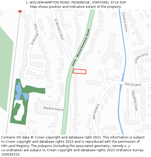 1, WOLVERHAMPTON ROAD, PENKRIDGE, STAFFORD, ST19 5DP: Location map and indicative extent of plot