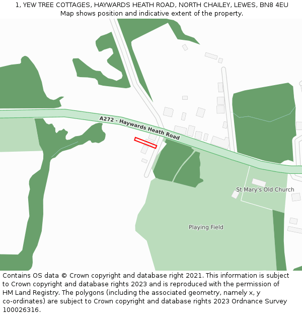 1, YEW TREE COTTAGES, HAYWARDS HEATH ROAD, NORTH CHAILEY, LEWES, BN8 4EU: Location map and indicative extent of plot