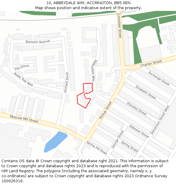 10, ABBEYDALE WAY, ACCRINGTON, BB5 0EN: Location map and indicative extent of plot