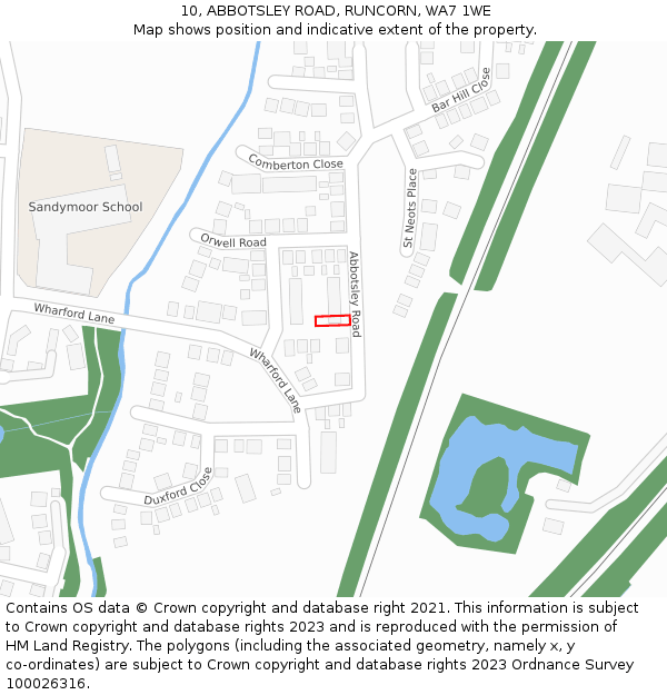 10, ABBOTSLEY ROAD, RUNCORN, WA7 1WE: Location map and indicative extent of plot