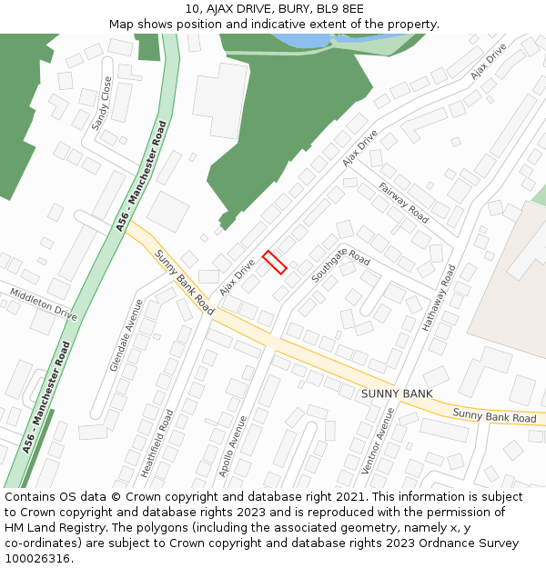 10, AJAX DRIVE, BURY, BL9 8EE: Location map and indicative extent of plot