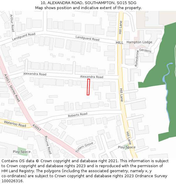 10, ALEXANDRA ROAD, SOUTHAMPTON, SO15 5DG: Location map and indicative extent of plot
