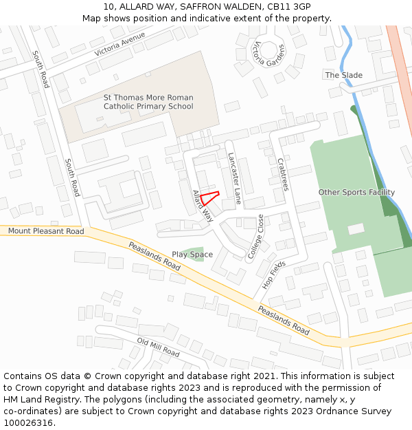 10, ALLARD WAY, SAFFRON WALDEN, CB11 3GP: Location map and indicative extent of plot