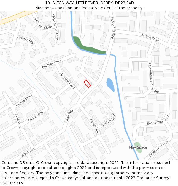 10, ALTON WAY, LITTLEOVER, DERBY, DE23 3XD: Location map and indicative extent of plot