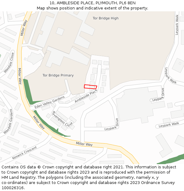 10, AMBLESIDE PLACE, PLYMOUTH, PL6 8EN: Location map and indicative extent of plot