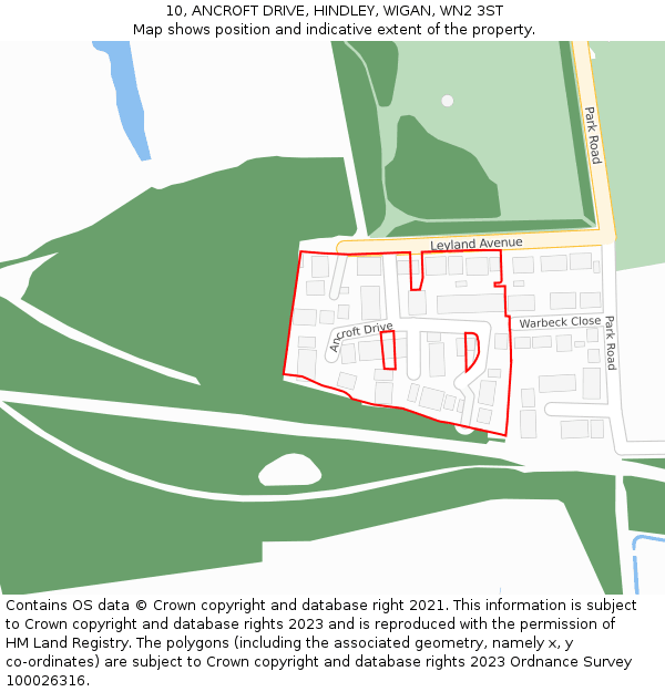 10, ANCROFT DRIVE, HINDLEY, WIGAN, WN2 3ST: Location map and indicative extent of plot